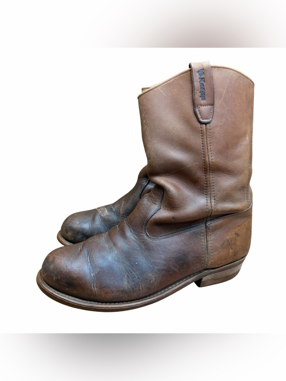 Vintage Knapp Boots Mens 11B Brown Leather Western Pull Workwear Cowboy